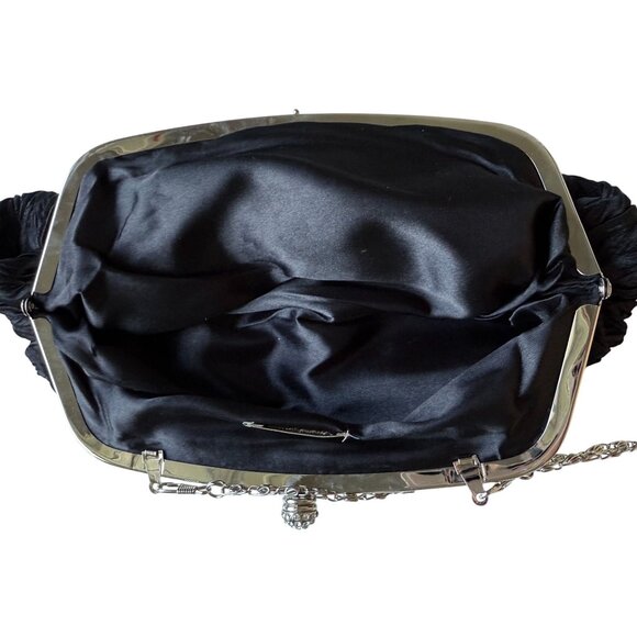 Vintage Neiman Marcus Textured Satin Clutch Evening Bag Womens Cocktail Black - Picture 12 of 16